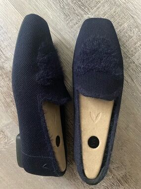 Vivaia Samantha Navy Slip On Washable Flats Square Toe Shoes Woman's US 8